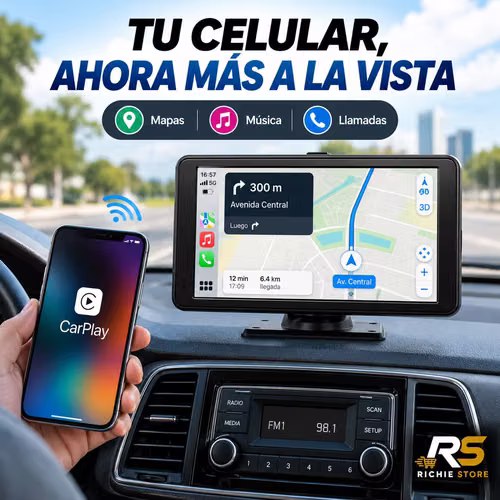  Pantalla CarPlay y Android Auto para Carro con Cámara y Bluetooth