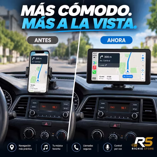 Pantalla CarPlay y Android Auto para Carro con Cámara y Bluetooth