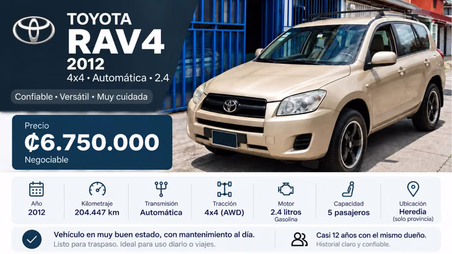 Toyota RAV4 2012 4x4 Automática 2.4 | Muy cuidada