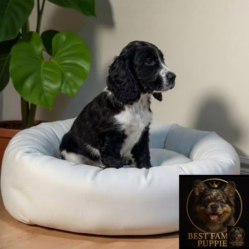 Cachorro Cocker Spaniel Ingles Blanco/Negro - Imagen 8