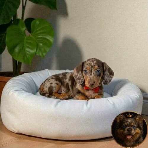 Cachorro Salchicha Miniatura Arlequín Chocolate / Miniature Dachshund Dapple Chocolate disponible - Imagen 4