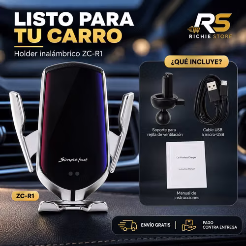 Holder para Carro con Cargador Inalámbrico 10W Automático ZC-R1