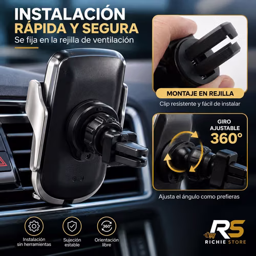 Holder para Carro con Cargador Inalámbrico 10W Automático ZC-R1