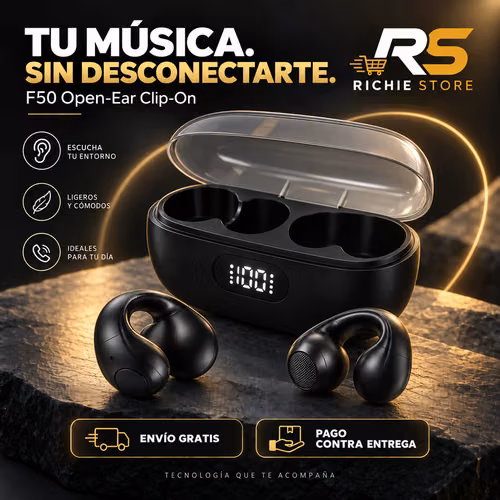  Audífonos Inalámbricos F50 Open Ear Clip On Bluetooth 5.3 TWS