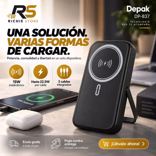  Power Bank Magnético 10000mAh 22.5W con 3 Cables