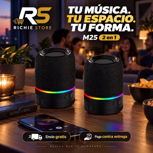  Parlante Bluetooth M25 2 en 1 Desmontable RGB TWS 20W Peak - Imagen 7