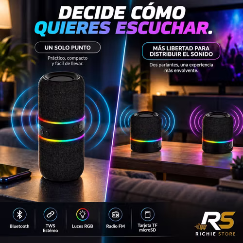  Parlante Bluetooth M25 2 en 1 Desmontable RGB TWS 20W Peak - Imagen 5