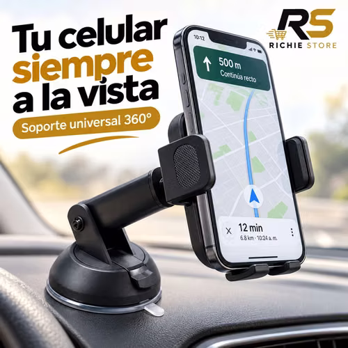  Soporte Universal para Celular de Auto con Ventosa 360°