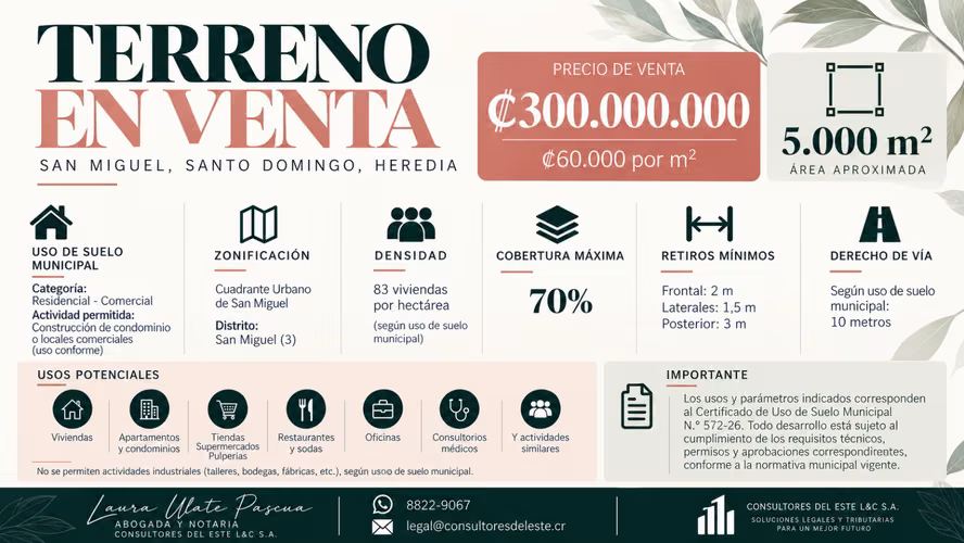 TERRENO 5.000 m² EN VENTA | USO RESIDENCIAL–COMERCIAL | SANTO MIGUEL, STO DOMINGO, HEREDIA - Imagen 2