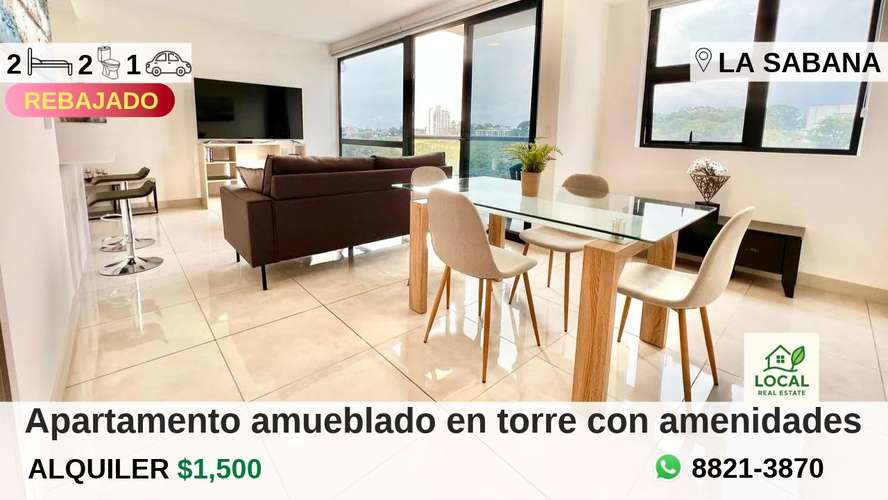 Apartamento amueblado dos dormitorio en Sabana