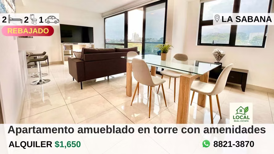 Apartamento amueblado dos dormitorio en Sabana