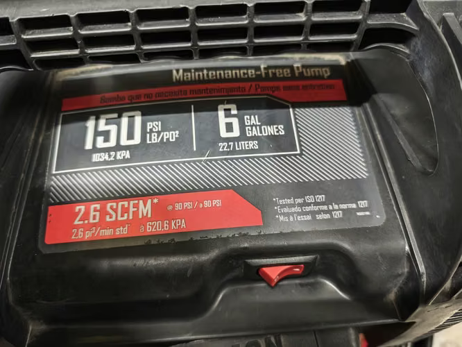 compresor eléctrico en seco sin aceite usado craftsman 6 galones asch - Imagen 2