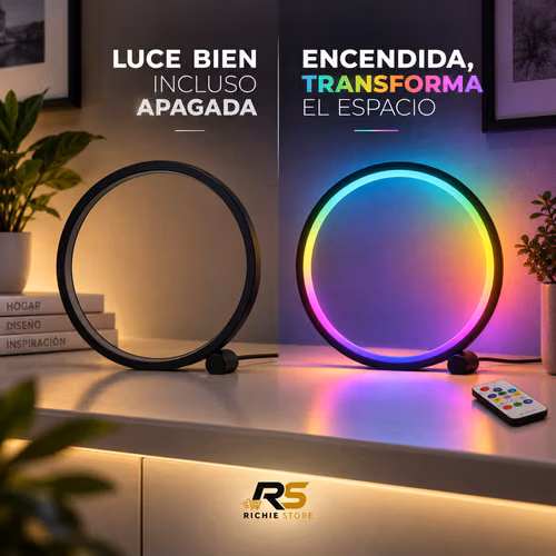 Lámpara LED Circular RGB con Control Remoto