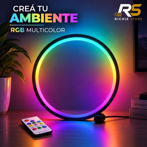 Lámpara LED Circular RGB con Control Remoto