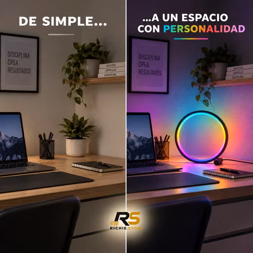 Lámpara LED Circular RGB con Control Remoto