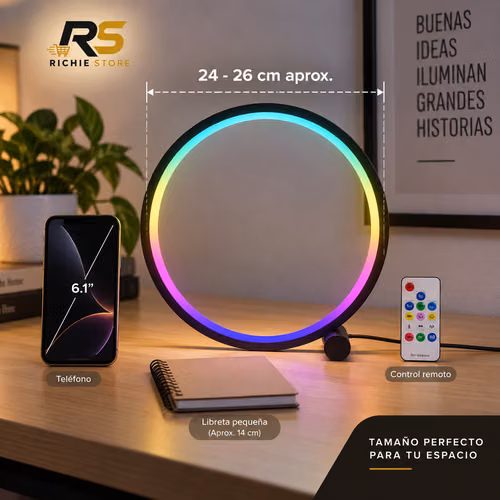 Lámpara LED Circular RGB con Control Remoto