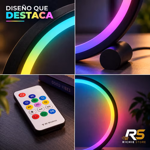 Lámpara LED Circular RGB con Control Remoto