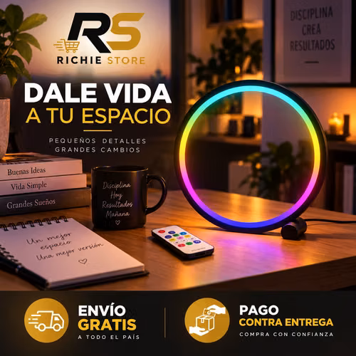 Lámpara LED Circular RGB con Control Remoto