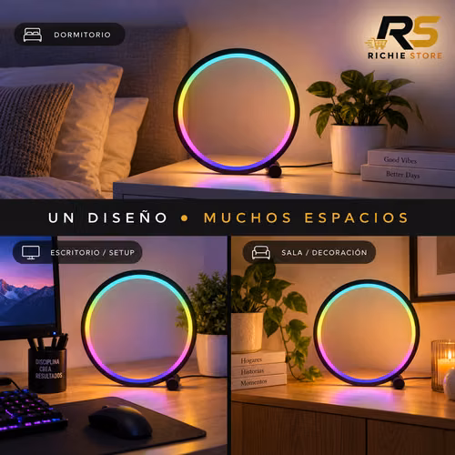 Lámpara LED Circular RGB con Control Remoto