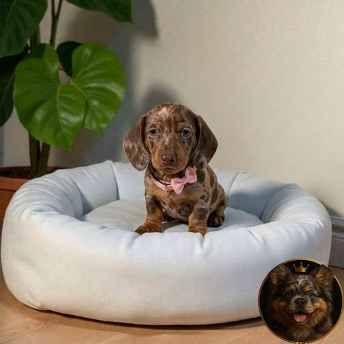 Cachorro Salchicha Miniatura Arlequín Chocolate / Miniature Dachshund Dapple Chocolate disponible - Imagen 5
