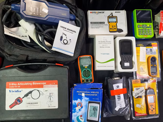 testers de gancho tierra eléctrico cargador boroscopio detector circuitos anemometro scanner obdII chicharra asch