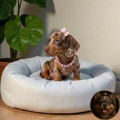 Cachorro Salchicha Miniatura Arlequín Chocolate / Miniature Dachshund Dapple Chocolate disponible