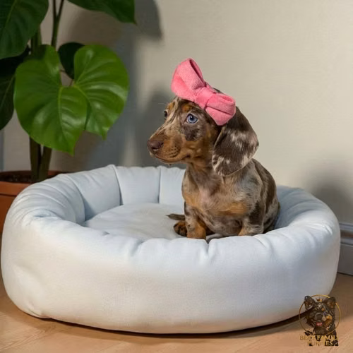 Cachorro Salchicha Miniatura Arlequín Chocolate / Miniature Dachshund Dapple Chocolate disponible - Imagen 5