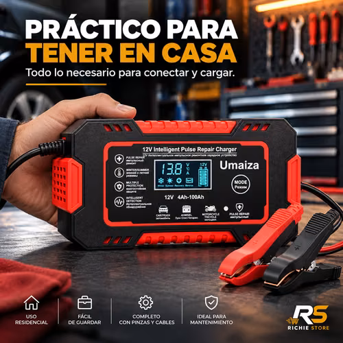  Cargador Inteligente de Batería 12V para Carro y Moto con Pantalla LCD - Imagen 8
