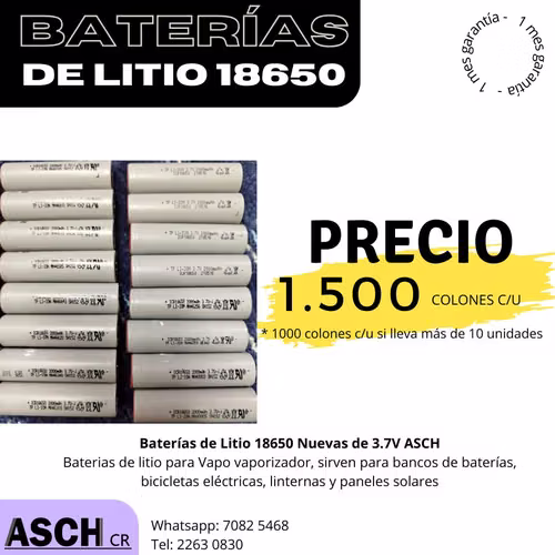 Baterías 18650 recargables 3.7v 2000mAh BARATAS con Garantía nuevas asch
