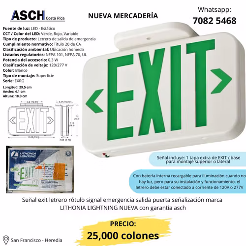 plastic rotulo exit exit with leds shop trade cod3821 asch