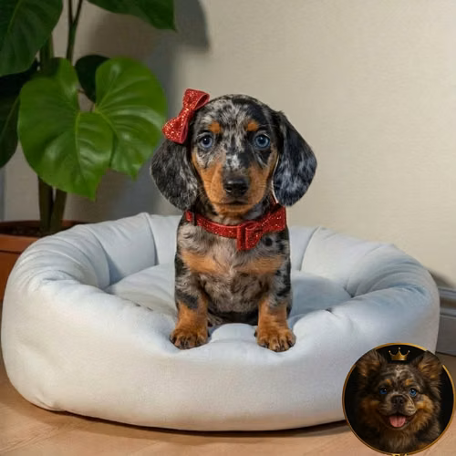 Cachorro Salchicha Miniatura Arlequín Plata / Miniature Dachshund Dapple Silver disponible
