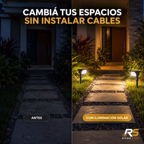 SET DE 2 2 Lámparas Solares LED para Jardín Exterior IP65 con Estaca