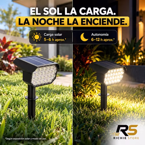 SET DE 2 2 Lámparas Solares LED para Jardín Exterior IP65 con Estaca
