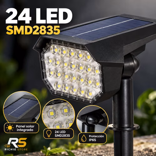 SET DE 2 2 Lámparas Solares LED para Jardín Exterior IP65 con Estaca
