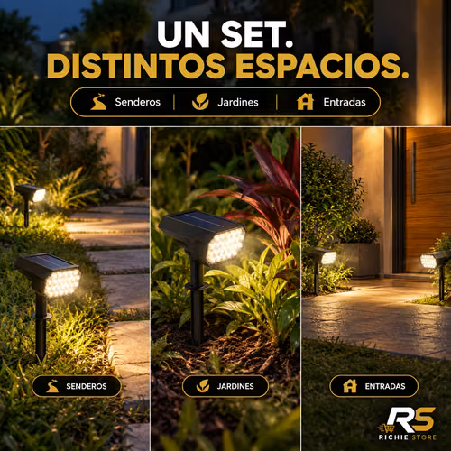 SET DE 2 2 Lámparas Solares LED para Jardín Exterior IP65 con Estaca