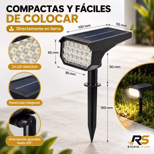 SET DE 2 2 Lámparas Solares LED para Jardín Exterior IP65 con Estaca