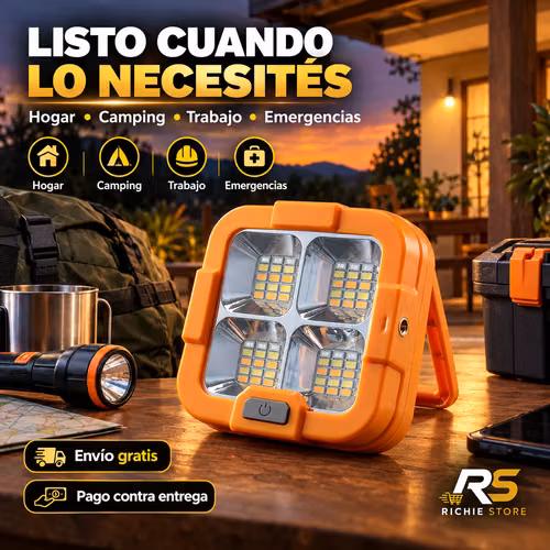Reflector Solar LED Portátil Recargable para Camping y Emergencias - Imagen 9