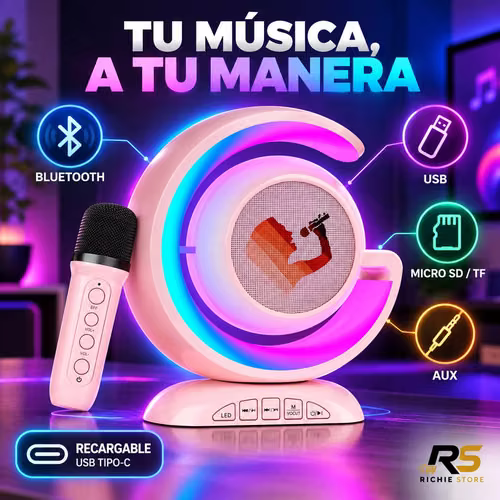 Parlante Bluetooth Karaoke con Micrófono Inalámbrico y Luz RGB YS-110 - Imagen 6