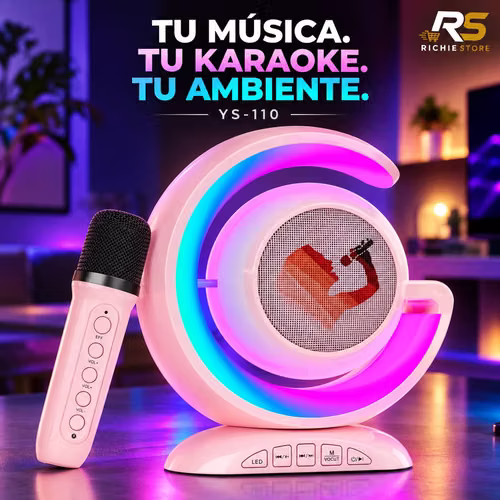 Parlante Bluetooth Karaoke con Micrófono Inalámbrico y Luz RGB YS-110