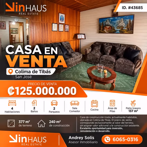 Venta de propiedad en Tibas AS ID43685 - Imagen 1