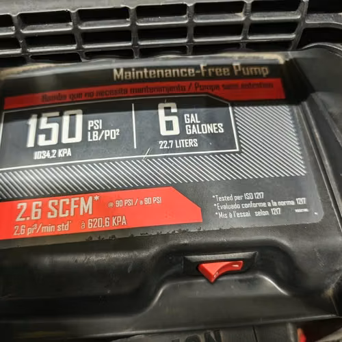Compresor eléctrico 6 galones CRAFTSMAN usado como nuevo libre de aceite cod2396 asch - Imagen 2