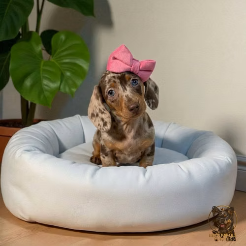 Cachorro Salchicha Miniatura Arlequín Chocolate / Miniature Dachshund Dapple Chocolate disponible - Imagen 4