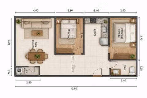 Apartamento 2 Habitaciones en San Vicente de Moravia | 375.000 | Parqueo Techado LCV - Imagen 2