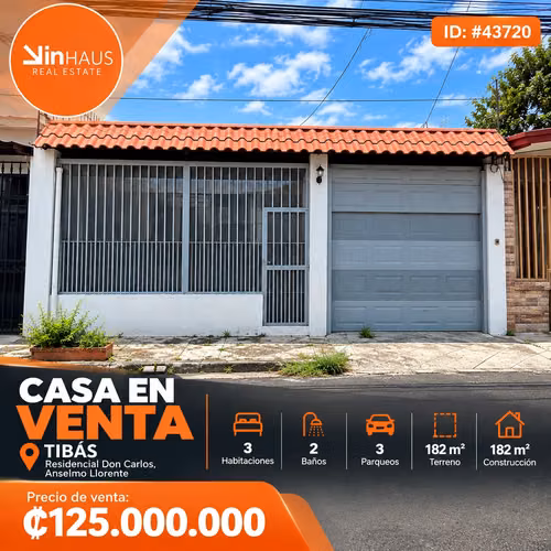 Venta de casa en Tibas AS ID43720