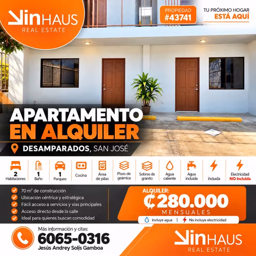 Alquiler de apartamento en Desamparados AS ID43741