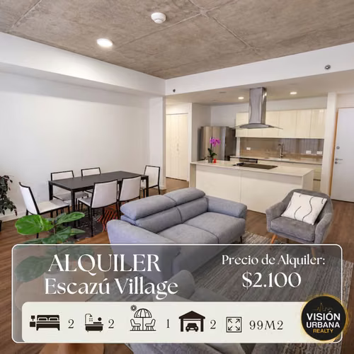 Apartamento Amueblado de 2 Habitaciones en Escazú Village