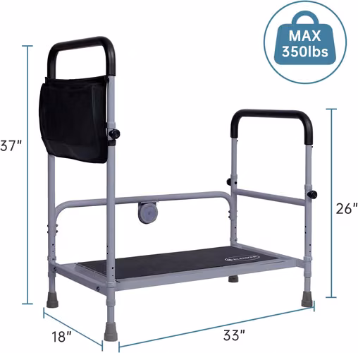Taburete de cama de altura ajustable y barra de asistencia. Marca ELENKER  - Imagen 5