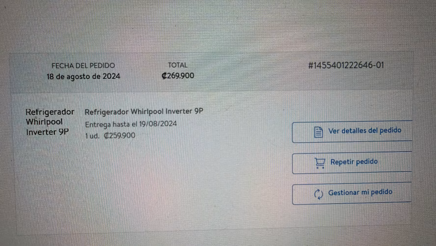 Refrigeradora Whirlpool inverter 9 p