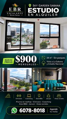 Studio en alquiler | Sky Garden Sabana | $900