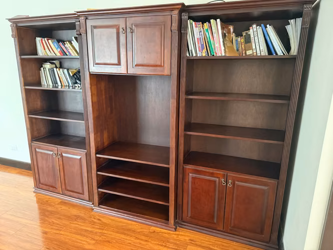 Mueble de salón / librería de madera maciza de Guanacaste